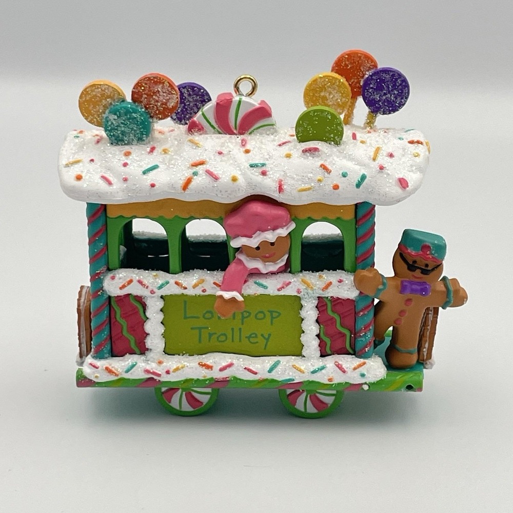 Vintage American Greetings Cards Lollipop Trolley Gingerbread‎ Ornament 2001